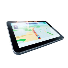 GPS navigator with map isolated on white, transparent, car navigate device