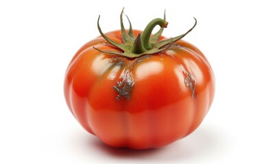 Fresh red tomato with green stem