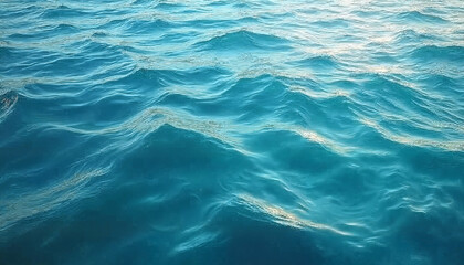 Water waves texture, turquoise color, rippling surface for nature backgrounds, copy space