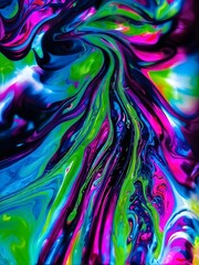 dynamic abstract background with swirling liquid patterns and colorful light refraction