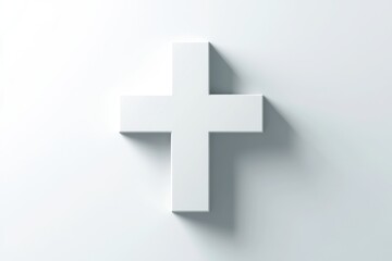 Obraz premium White 3D Medical Cross Symbol with Shadows