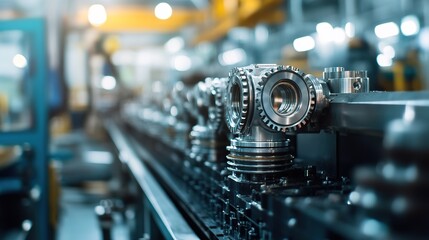 Fototapeta premium Industrial production of automotive parts in a busy factory.
