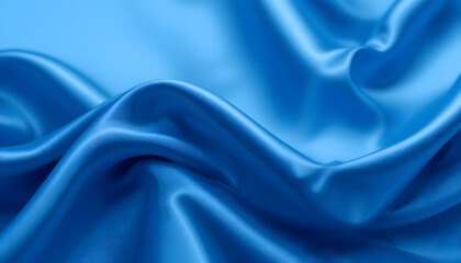 Obraz premium 4K Close-Up of Elegant Blue Silk Satin with Soft Flowing Waves, Ideal for Luxury Textile, Fashion, and Interior Design Projects.