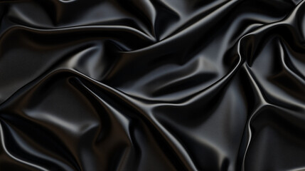 Obraz premium Close-Up of Luxurious Black Leather with Fine, Evenly Distributed Pores and a Glossy, Smooth Surface.