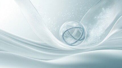 This visually active molecular ball with DNA structure floating on the skin's surface, symbolizes a skin care product that increases skin vitality and volume