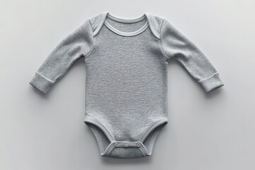 Gray baby bodysuit with long sleeves, perfect for newborn photography.