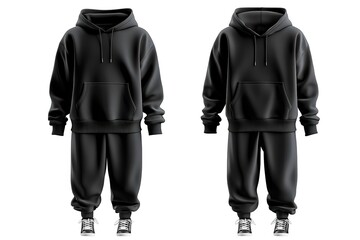 Stylish Black Hoodie and Jogger Set Mockup