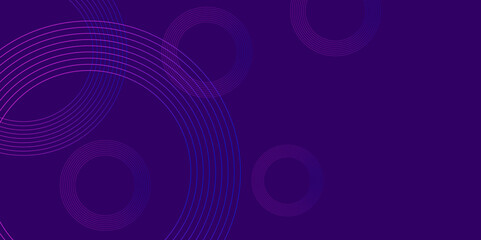 Gradient geometric shape background with dynamic circle abstract. Concentric circular layers in vibrant purple shades create a 3D effect with a glowing center. Vibrant neon circles.