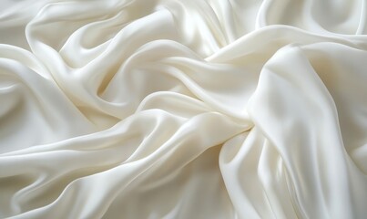 Obraz premium Elegant White Silk Fabric Wave Texture, Abstract Drapery Background for Luxury, Smooth and Flowing Textile Design Concept, Generative AI