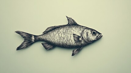 Obraz premium Detailed Ink Drawing of a Single Fish
