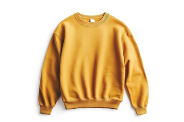 Blank Mustard Yellow Sweatshirt Against White Background