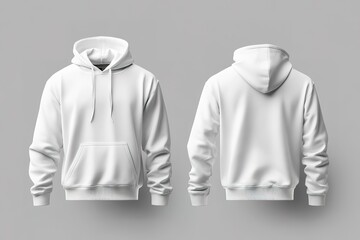 Blank White Hoodie Mockup Front and Back View