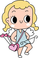 little cupid with heart valentine cartoon