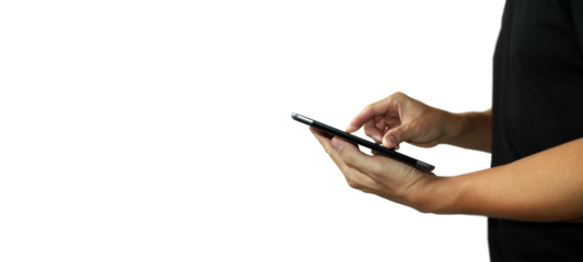 PNG,Hands Using a Tablet Device with Transparent Background