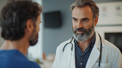 Fototapeta premium Caring Doctor Engaging with Patient in Medical Consultation Setting