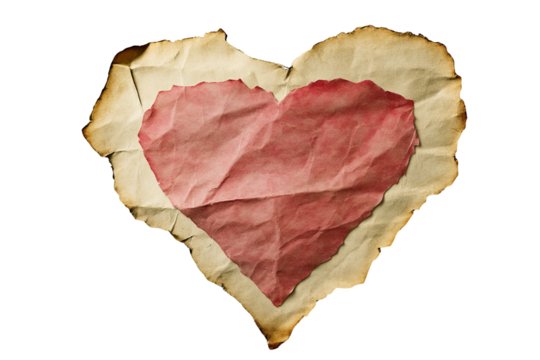 Crumpled paper heart on textured background, symbolizing love and emotions.,vanlentine day,cut out