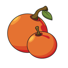 Orange fruit vector with a leaf on it and suitable for use as children's book allisation