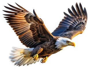 Obraz premium Majestic Bald Eagle Silhouette in Flight, PNG Transparent Background - Wildlife Design