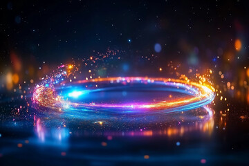 Obraz premium Galactic Iridescent Halo – A majestic supernova surrounded by a halo of iridescent light that shifts through a spectrum of vibrant colors, providing an otherworldly atmosphere in deep space