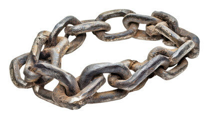 Fototapeta premium Historical iron chain used for heavy lifting tasks, cut out - stock png.