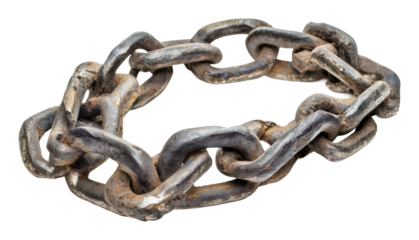Historical iron chain used for heavy lifting tasks, cut out - stock png.