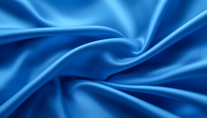 Obraz premium High-Resolution 4K Image of Blue Silk Satin Fabric with Gentle Waves, Perfect for Backgrounds, Branding, and Elegant Design Needs.