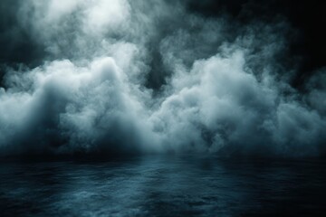 Obraz premium Product Showcase. Classic charm on black background. Abstract white smoke texture on vintage backdrop
