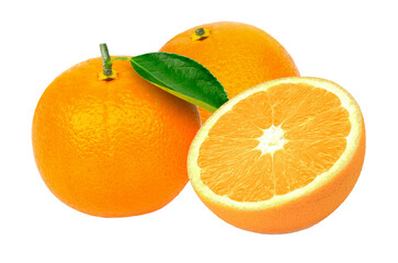 orange with leaf isolated