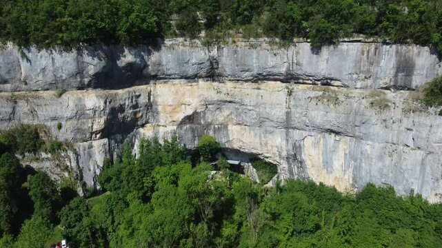 The Cuisance River near the Tufs waterfall, Les Planches-pr&eacute;-Arbois. Arboise. Jura. Burgundy-Franche