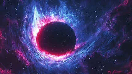 A black hole and its accretion disk with a blue sky