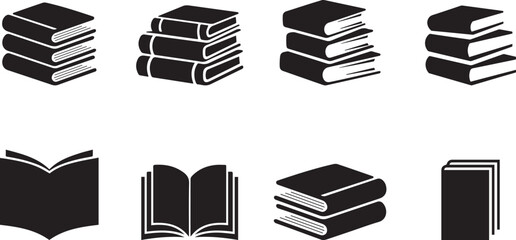 Book icons set, logo isolated on white background, vector illustration