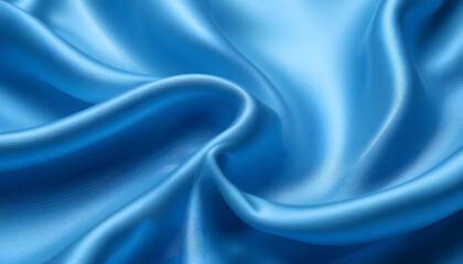 Obraz premium Luxurious Blue Satin Silk Texture in 4K Resolution, Featuring Soft Flowing Waves for Fashion, Interior, and High-End Design Projects.
