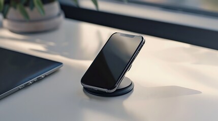 A magnetic car phone mount with a sleek design, photographed on a clean white surface.
