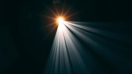 Obraz premium bright star, radiant light beams, dark night sky, cosmic glow, celestial illumination, ethereal rays, heavenly beacon, divine light, stellar brilliance, space background, lens flare, spiritual awakeni