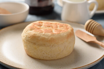Fresh homemade English muffins for breakfast