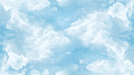 Naklejka premium Serene and Tranquil Cloudy Sky Texture with Fluffy White Clouds Against a Soft Blue Background.
