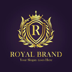 Fototapeta premium Luxury Gold Monogram Logo - Letter R