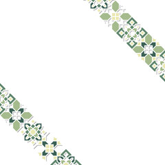 Green Pastel Islamic Diagonal Ornament with Silhouette Textured