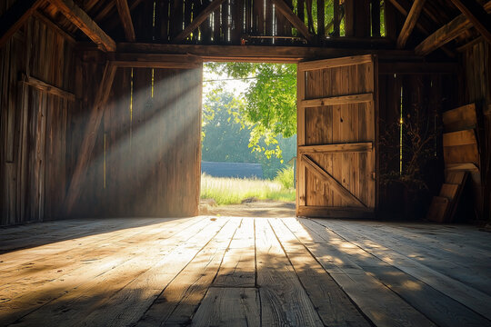 Sunlight Streaming Through Barn Door