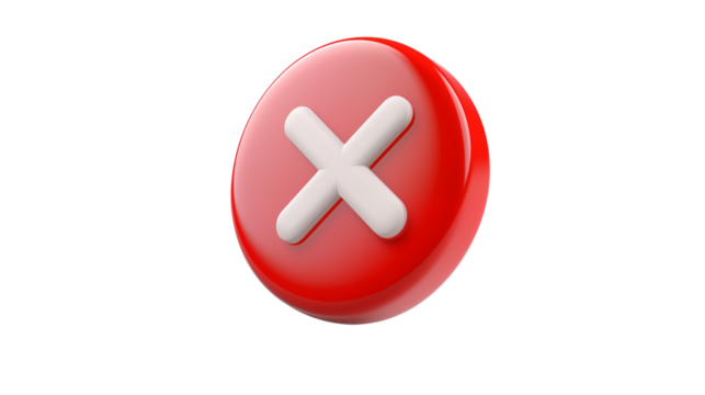Red Circle Cross Icon Graphic Element for Website and App Design