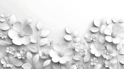 Elegant White Floral Design Paper Flowers and Leaves