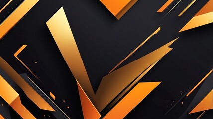 A minimalistic futuristic vector background with bold golden orange geometric shapes, glowing highlights, and a textured dark gradient that exudes a modern and sophisticated vibe.