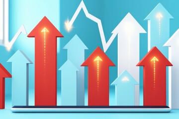 Market Growth Trends Analysis Business Sector Infographic Display Modern Office Aerial View Data Visualization for Strategic Insights