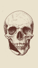 Fototapeta premium Vintage Skull Illustration: Detailed Anatomical Etched Drawing Vector for Science and Art Projects