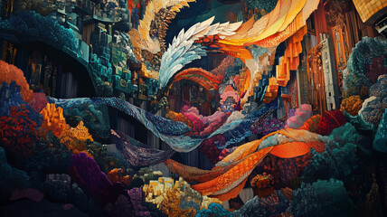 Fototapeta premium Abstract Digital Painting With Vibrant Colors and Organic Shapes