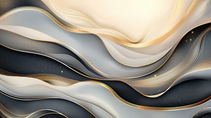 Naklejka premium Elegant Waves of Soft Gold and Gray with a Subtle Glow