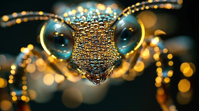 Bee Compound Eyes Macro Photography with Textured Antennae