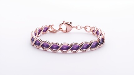 Fototapeta premium Elegant Rose Gold Bracelet with Purple Gemstone Accents for Fashion Lovers