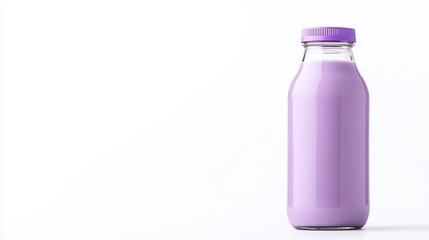 Vibrant Purple Milk Bottle Against a Clean White Background
