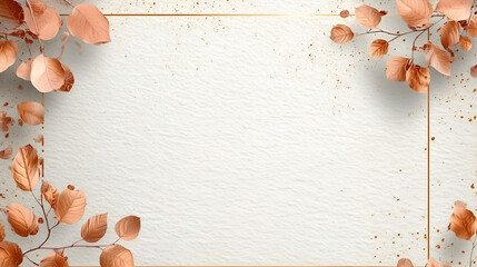 Square gold frame with metallic leaf background vecto